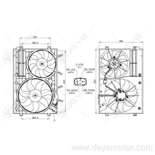 Radiator cooling fan for A3 VW GOLF